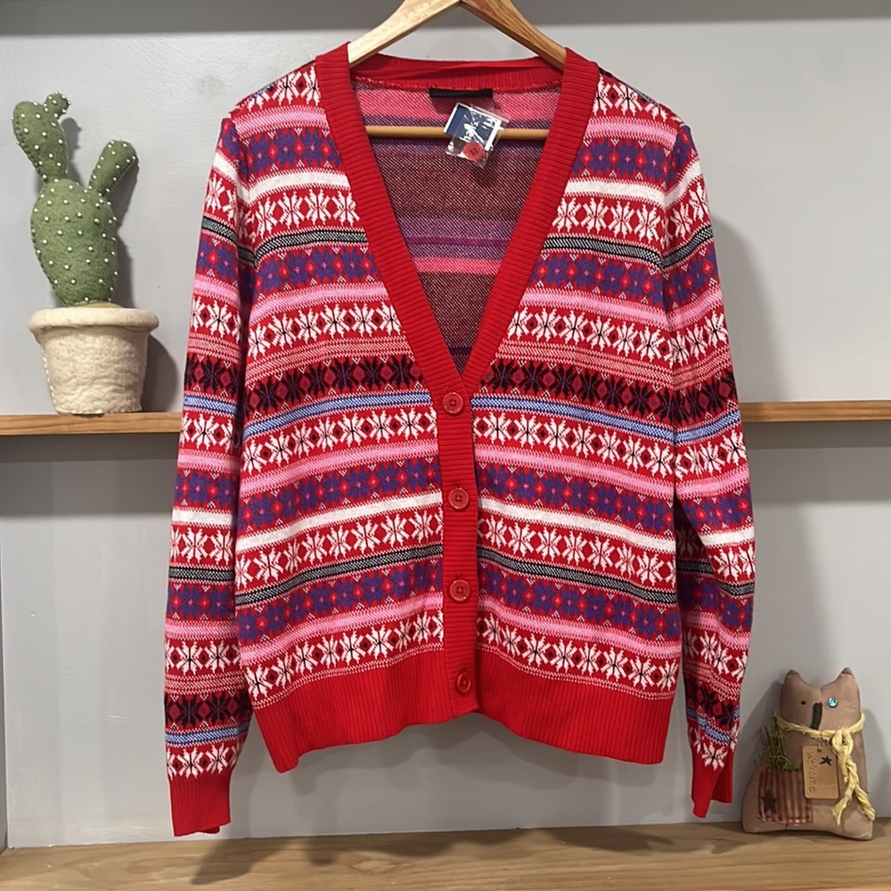 Lane Bryant Classic Long Sleeve Fair Isle Cardigan, Size 14, NWT